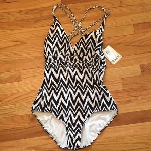 ATHENA One piece zebra print swim suit sz 16